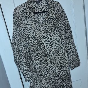 Roaman's Leopard Print Button Down Shirt